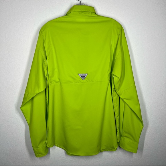 Men’s Columbia Small PFG Shirt Long Sleeve Bright Green Omni Shade - Picture 2 of 10